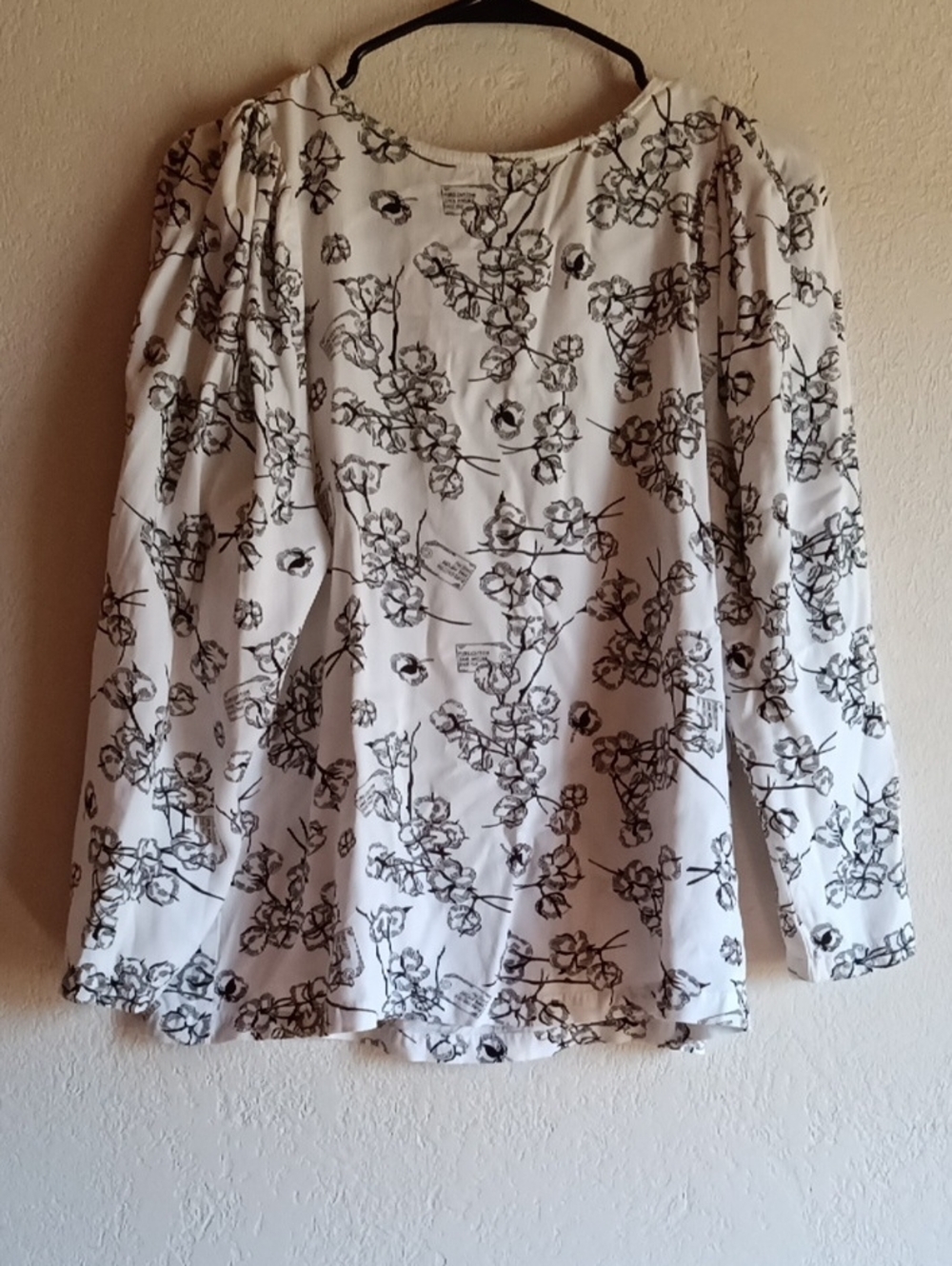 United Colors Of Benetton White Top with Black Floral Print